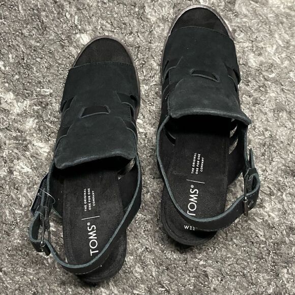 NIB TOMS Majorca Caged Slingback Leather Sandals - Picture 4 of 8